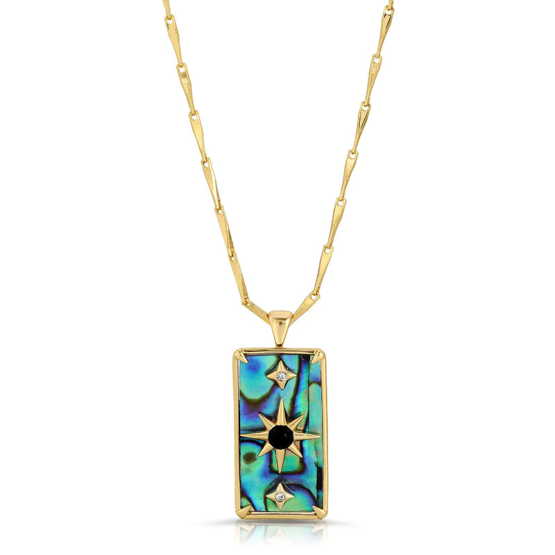 stainless steel square eight pointed star Tarot necklace