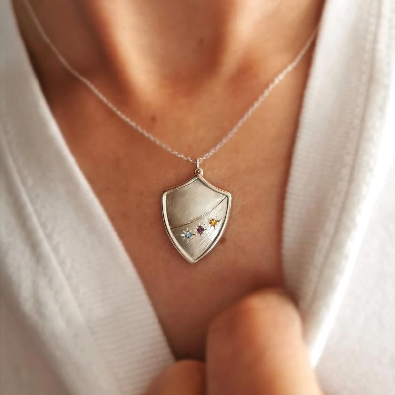 stainless steel meteor shield necklace