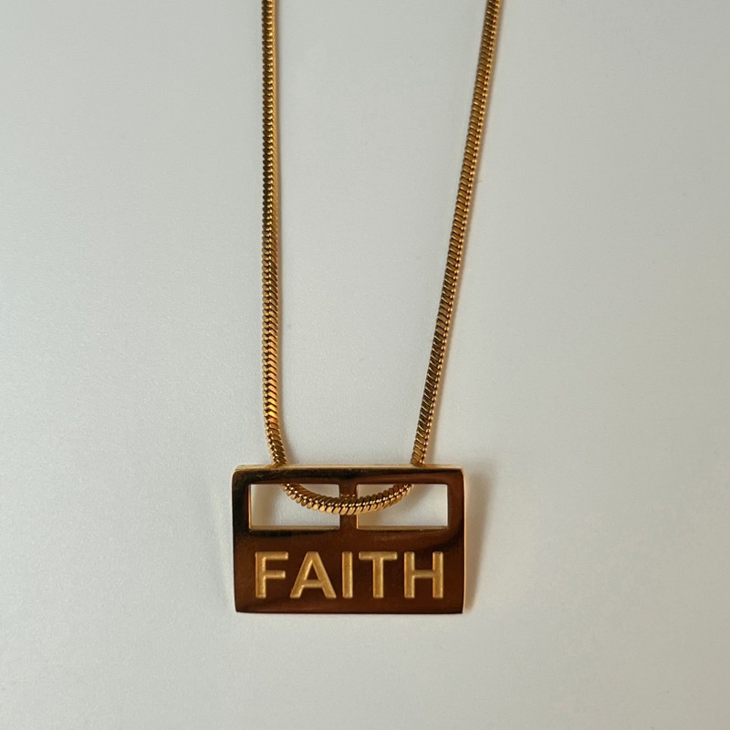 stainless steel square letter envelope necklace