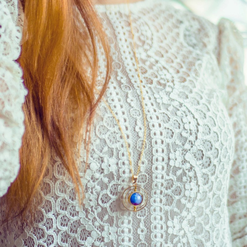 stainless steel galaxy natural stone necklace