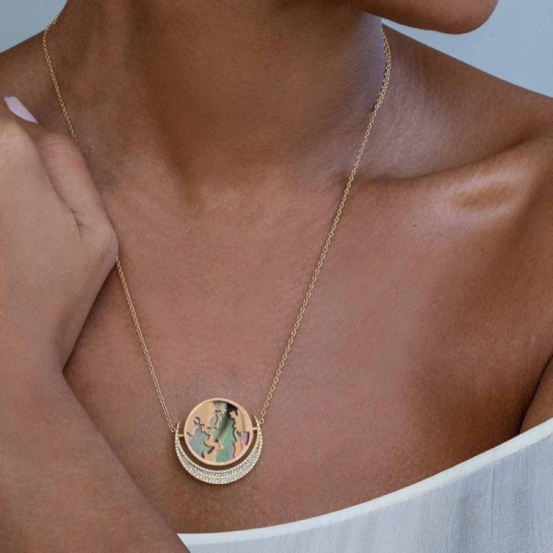 stainless steel circle moon sun Tarot necklace