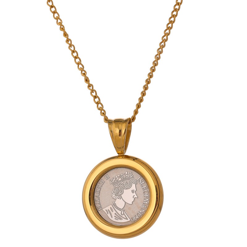 stainless steel gold plating circle Vintage queen head necklace