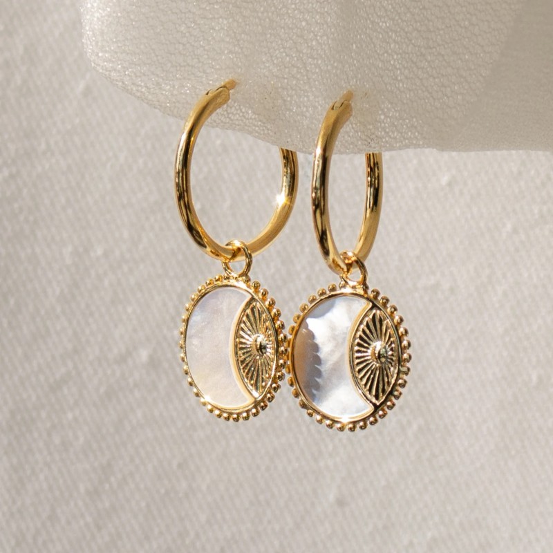 stainless steel 18k gold plating circle sun earrings
