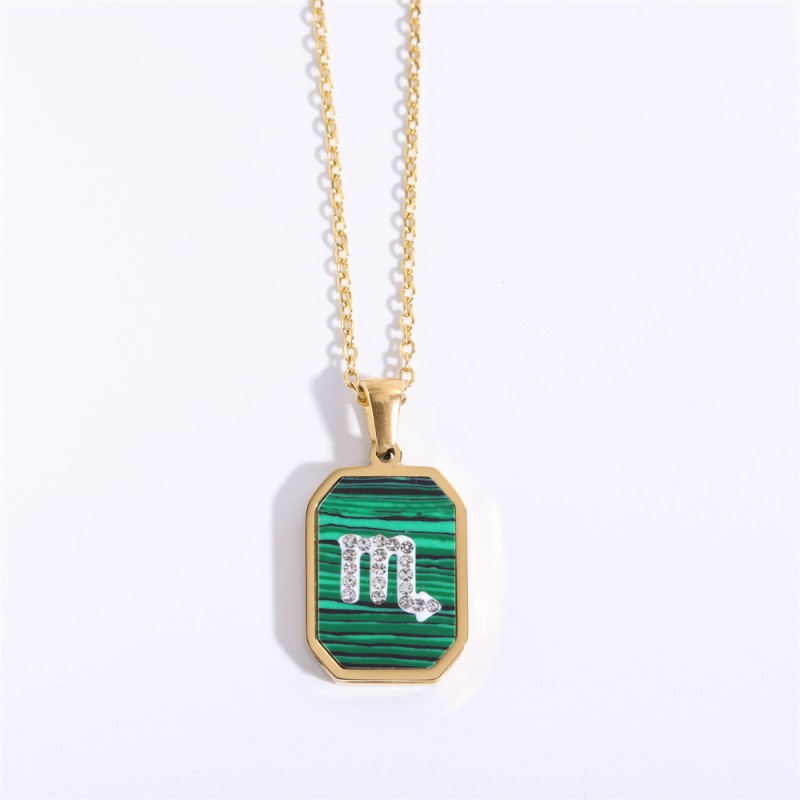 stainless steel 18k gold plating inlaid malachite constellation necklace
