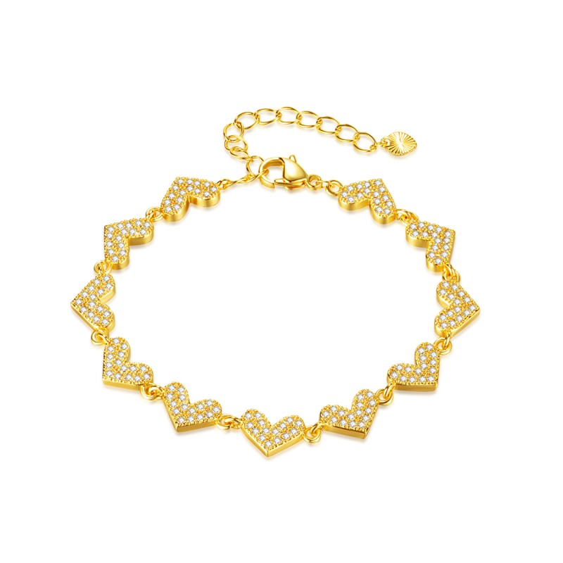 brass  heart zircon bracelet