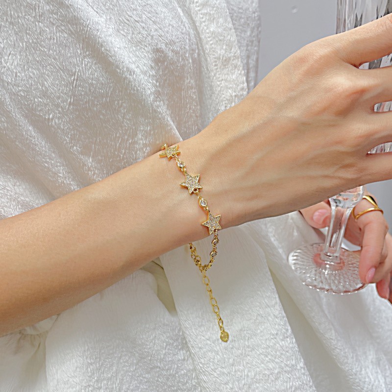 brass star zircon bracelet