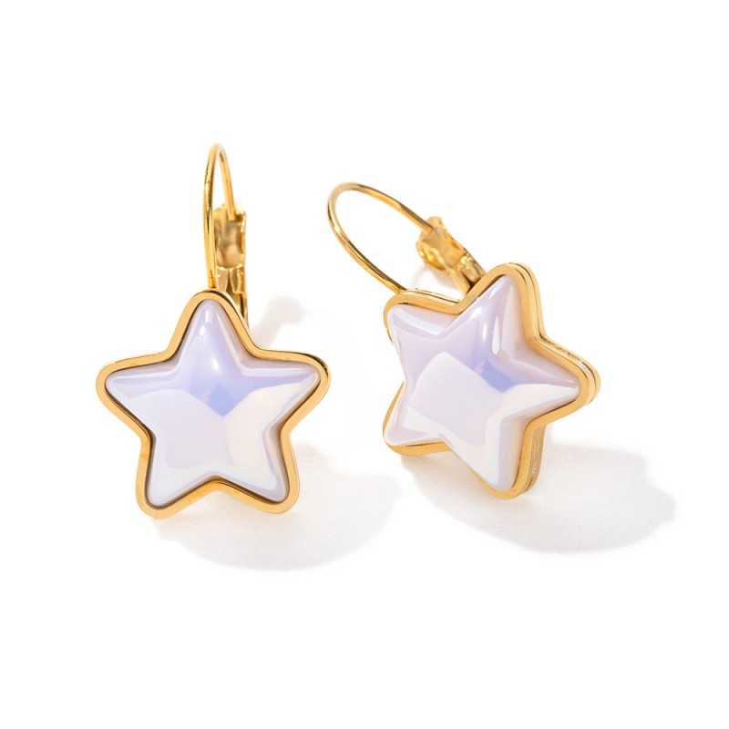 stainless steel pearl star earrings