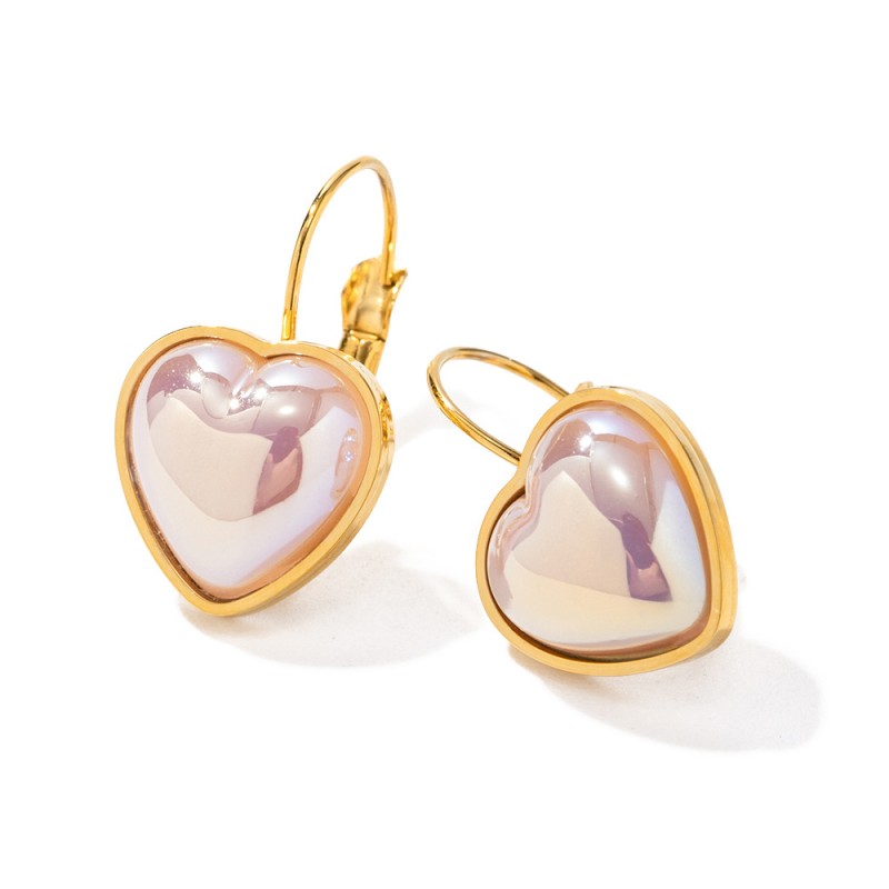 stainless steel hear shell earrings