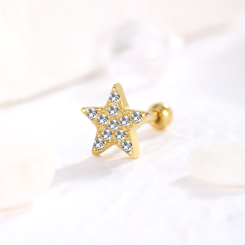 stainless steel star single earrings stud