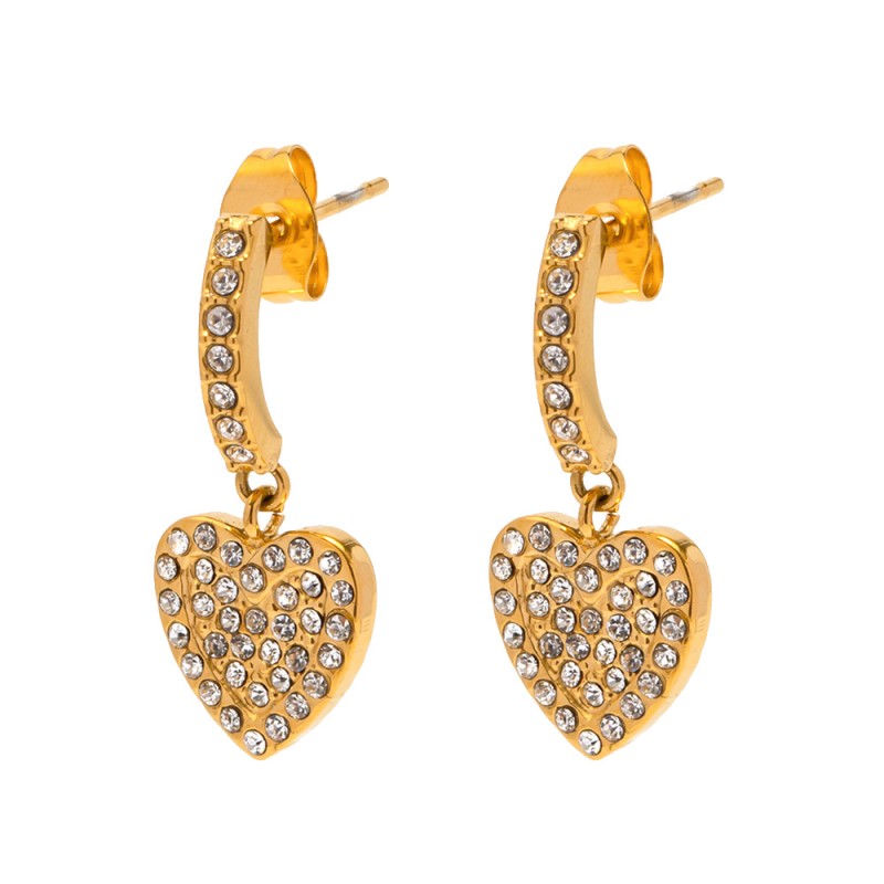 stainless steel heart zircon earrings
