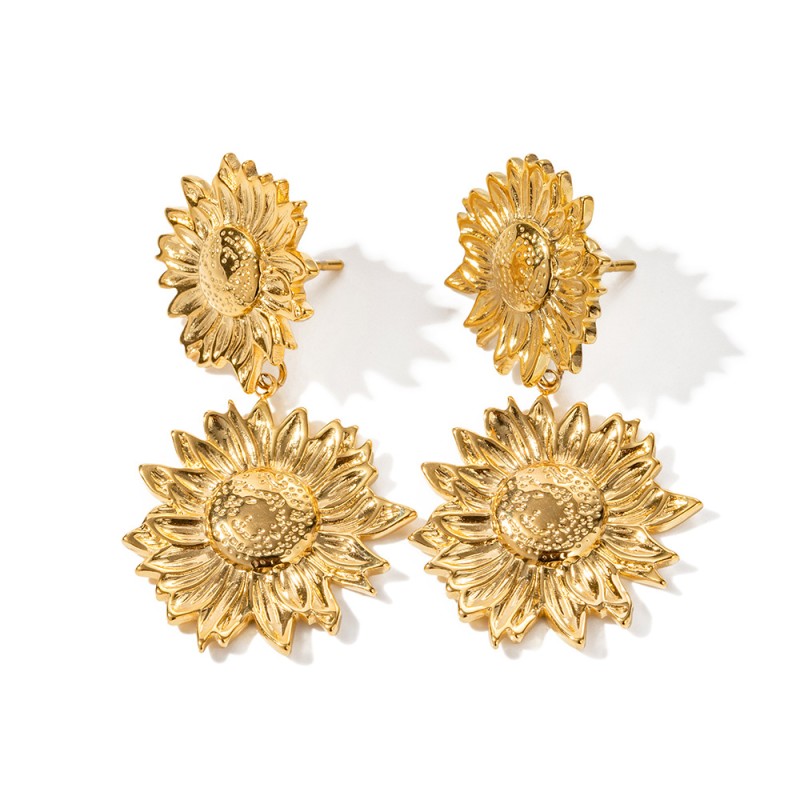 stainless steel sunflower earrings