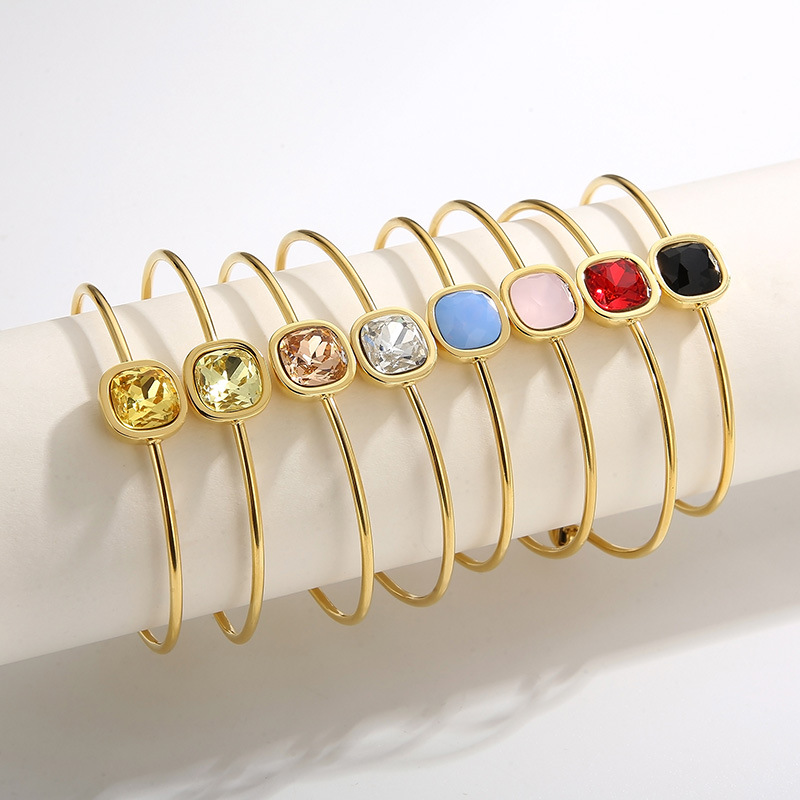 stainless steel colorful zircon bangle bracelet