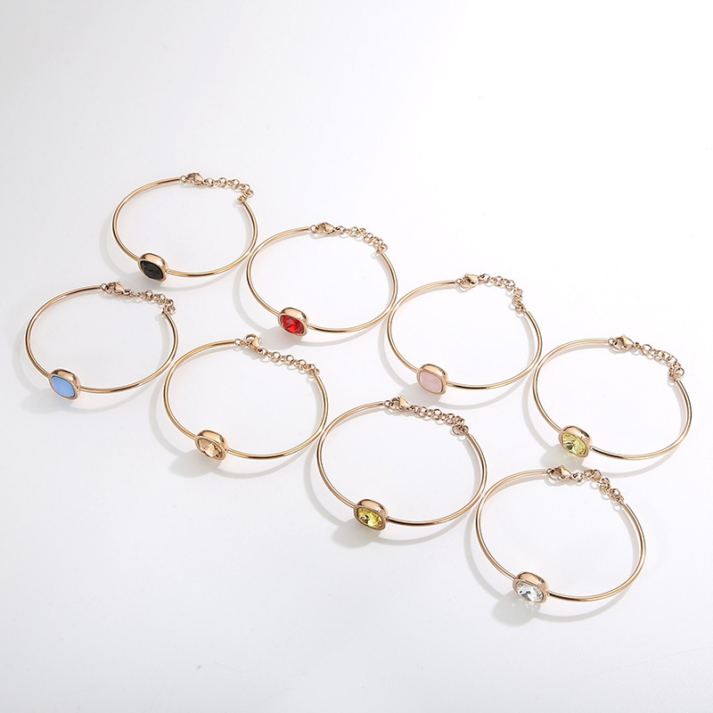 stainless steel colorful zircon bangle bracelet