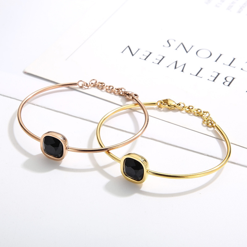 stainless steel colorful zircon bangle bracelet