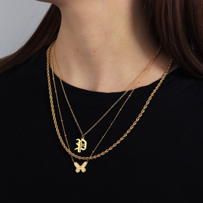 stainless steel letter necklace