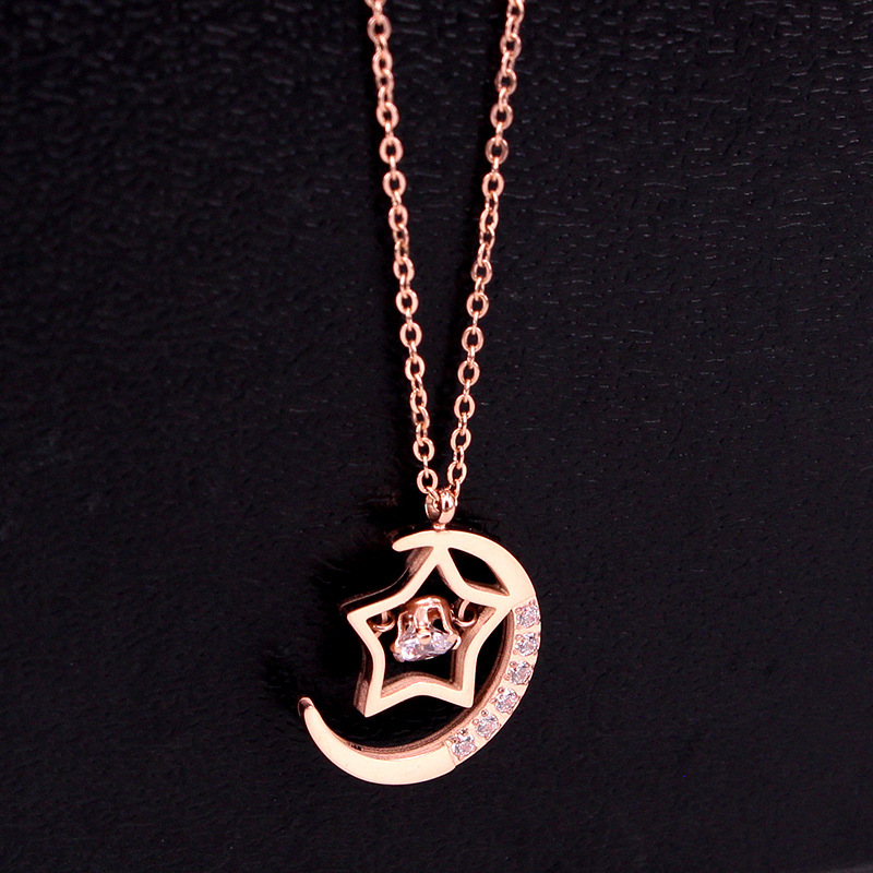 stainless steel moon  star necklace