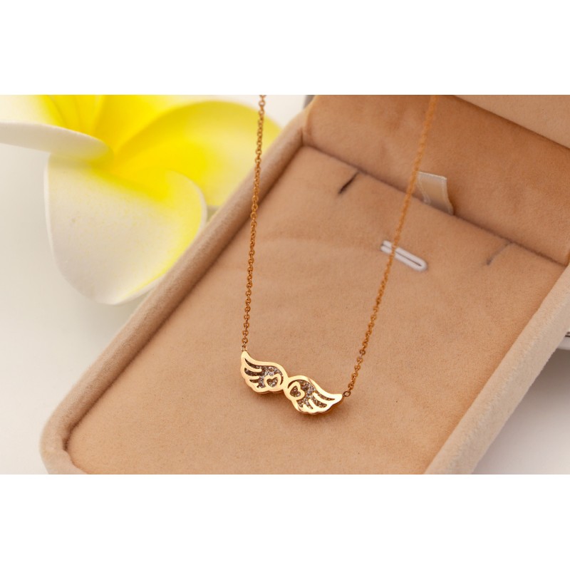 stainless steel angel wing pendant necklace