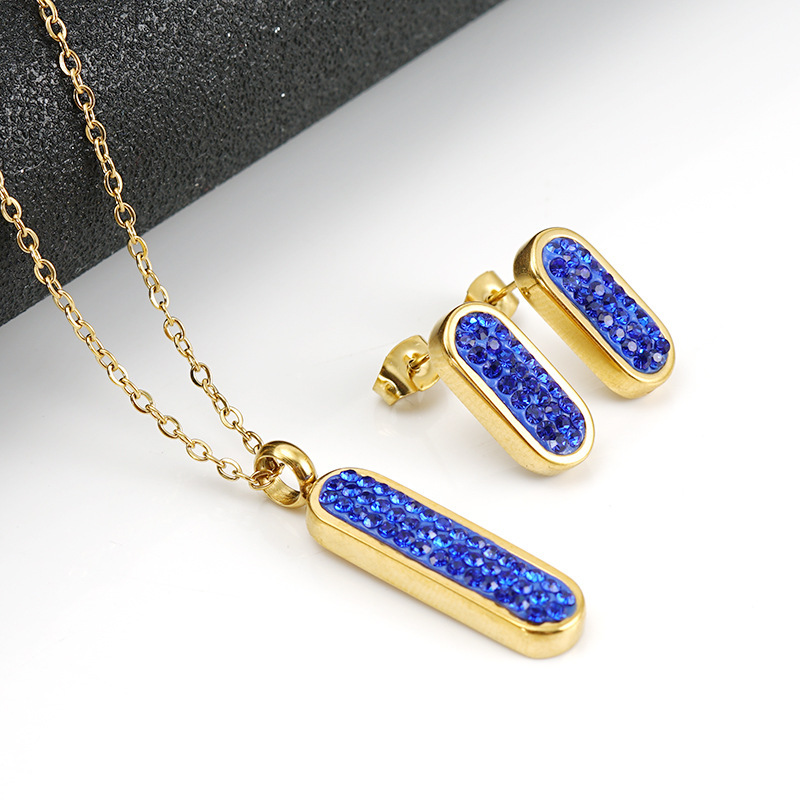 stainless steel zircon earrings necklace jewelry sets