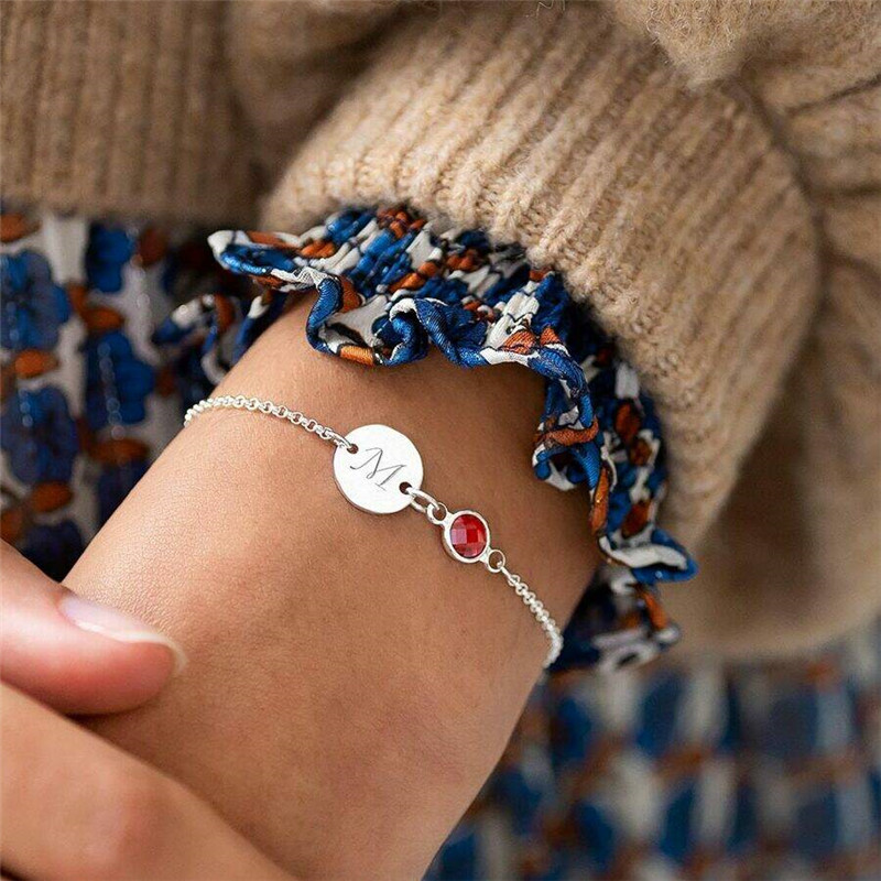 stainless steel letters zircon bracelet