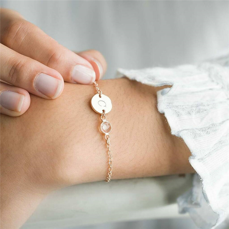 stainless steel letters zircon bracelet