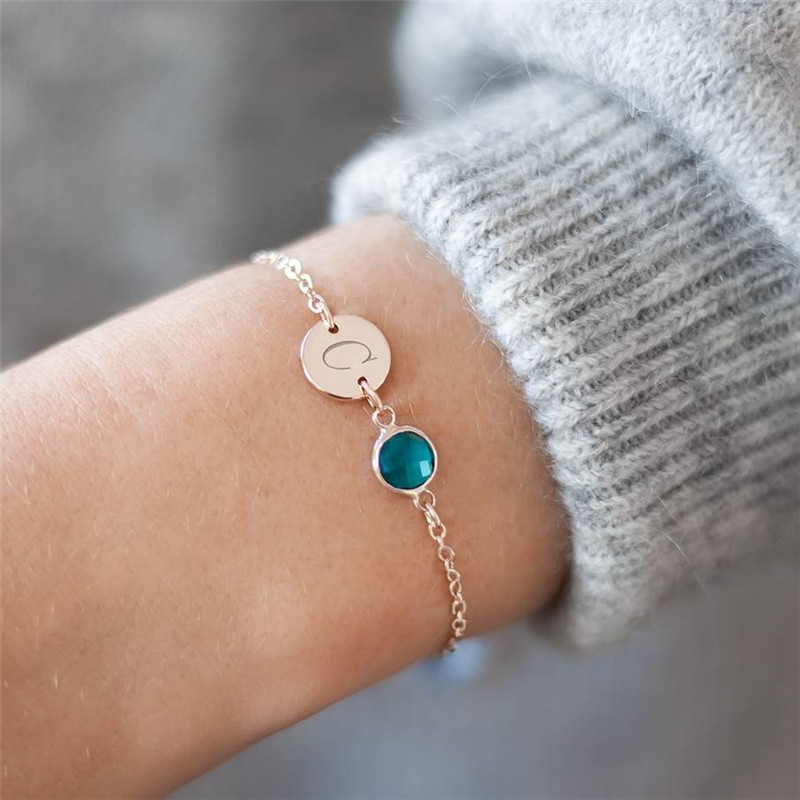 stainless steel letters zircon bracelet