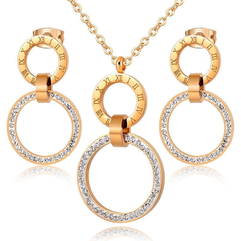 stainless steel earrings necklace jewelry sets