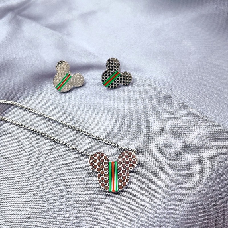 stainless steel Animal Mickey earrings necklace sets