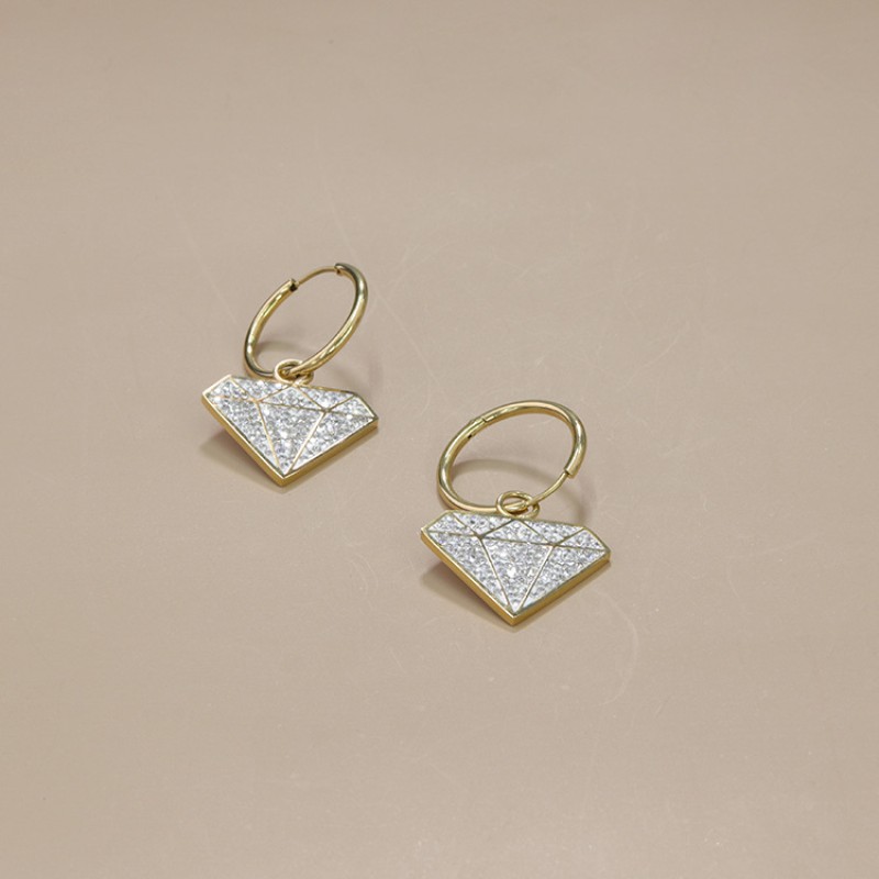 stainless steel diamond shape earrings