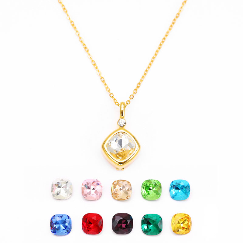 stainless steel changeable colorful zircon necklace