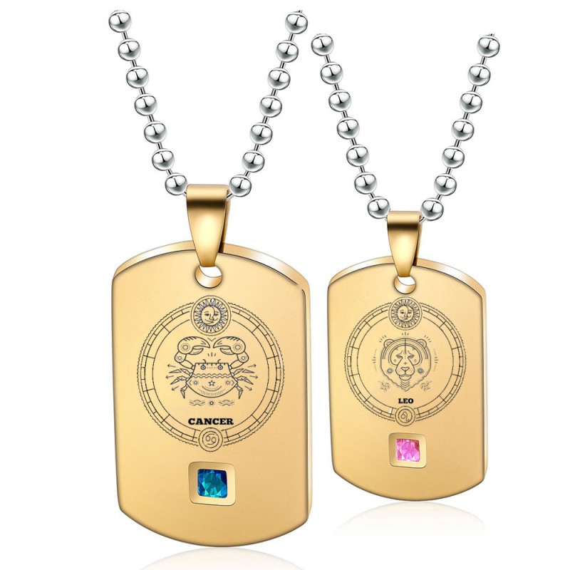 stainless steel Square Couple Necklace