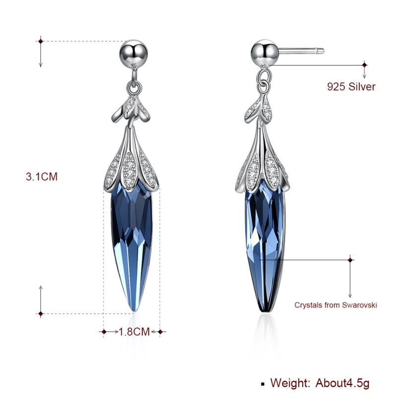 925 silver earrings jewelry with swarovski element