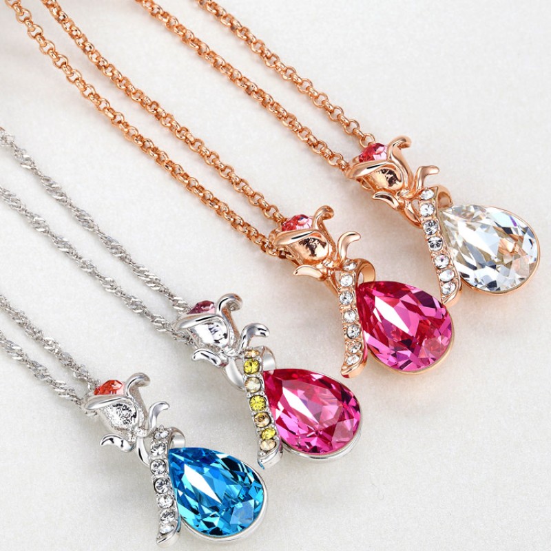 Swarovski Element brass necklace